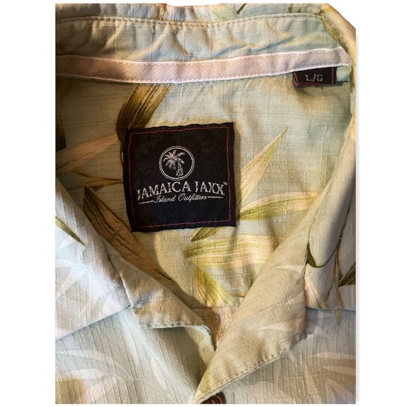 Mens Vintage Jamaica Jaxx Bamboo Allover Print Silk Hawaiian Camp Shirt - Picture 3 of 5